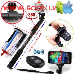 Selfiju kts (melns) , Selfie Stick Telescopic & Bluetooth 